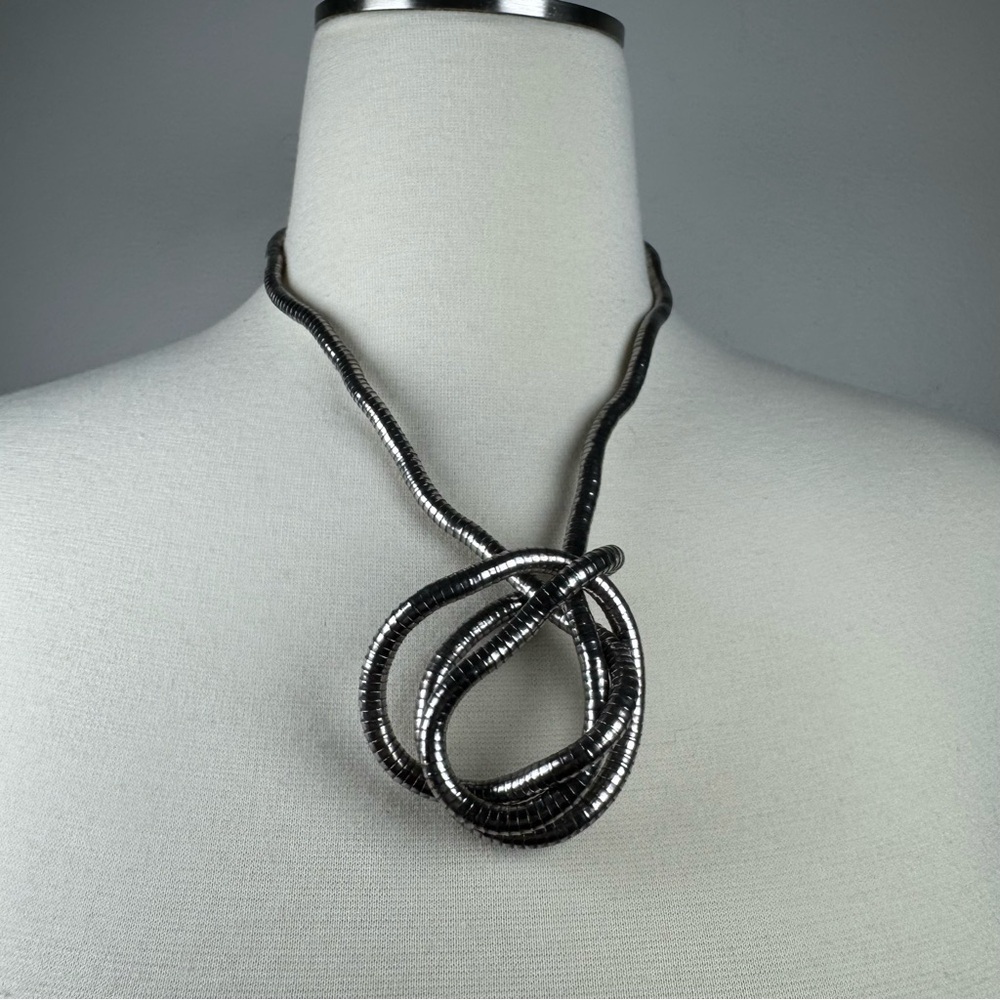 Chic Twisted Silver and Black Necklace